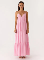 Robe longue en lin Lotty - Rose