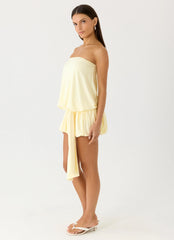 Mini-robe sans bretelles Mazie - Jaune