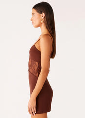 Mini-robe en dentelle Jordanna - Chocolat