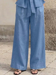 Women's Solid Color Art Stylish Casual Vest And Pants Cotton Linen Two-Piece Set