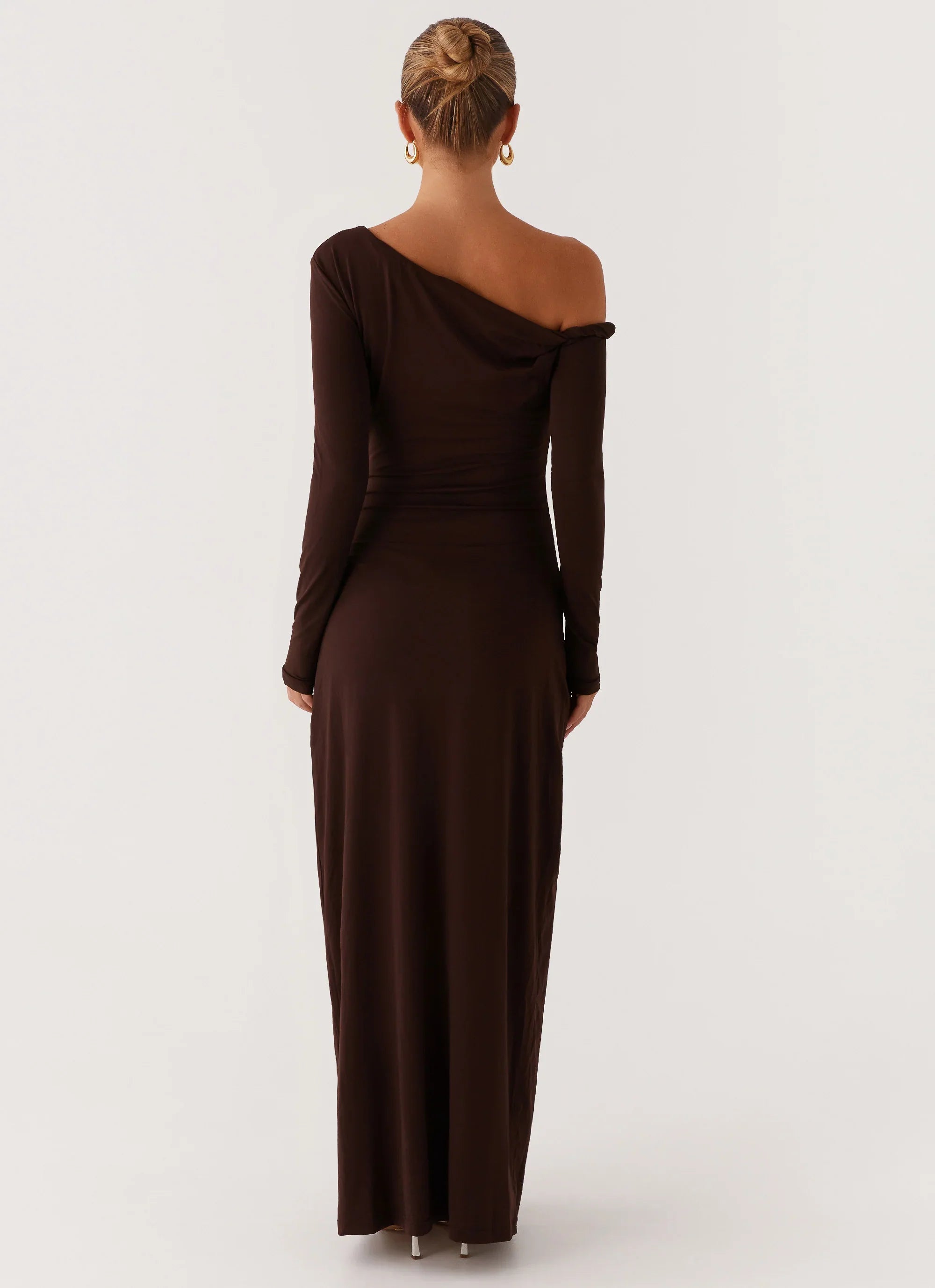 Robe longue torsadée Jordana - Marron
