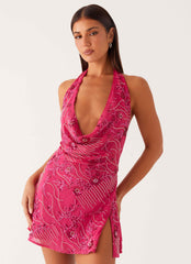 Mini-robe perlée Cinzia - Fuchsia