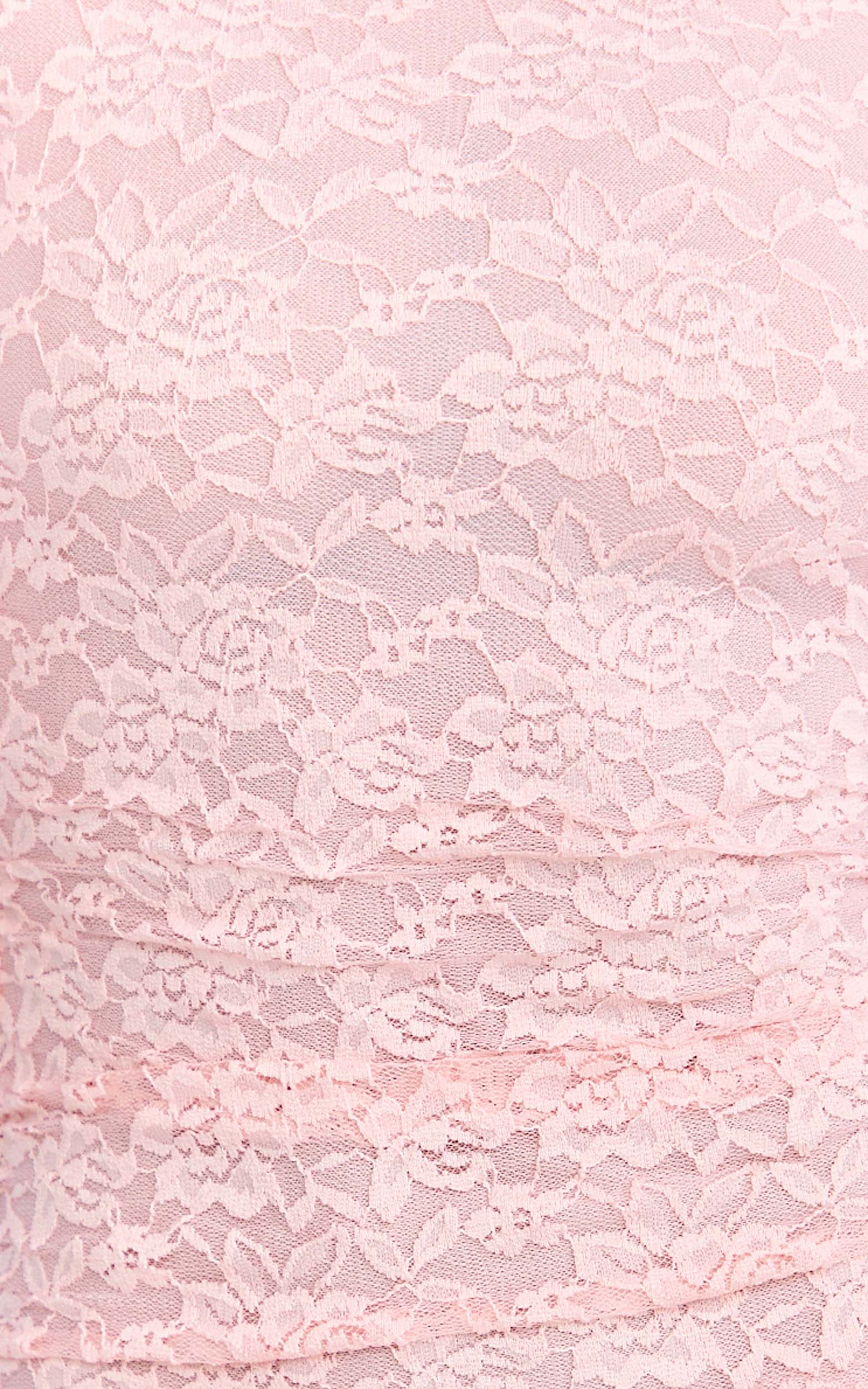 Mini-robe Kyra - Robe en dentelle rose clair à col montant et manches longues évasées
