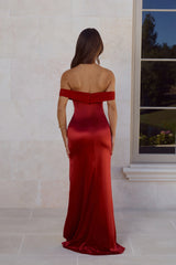 Robe longue épaule dénudée Enchantement Couture Rouge