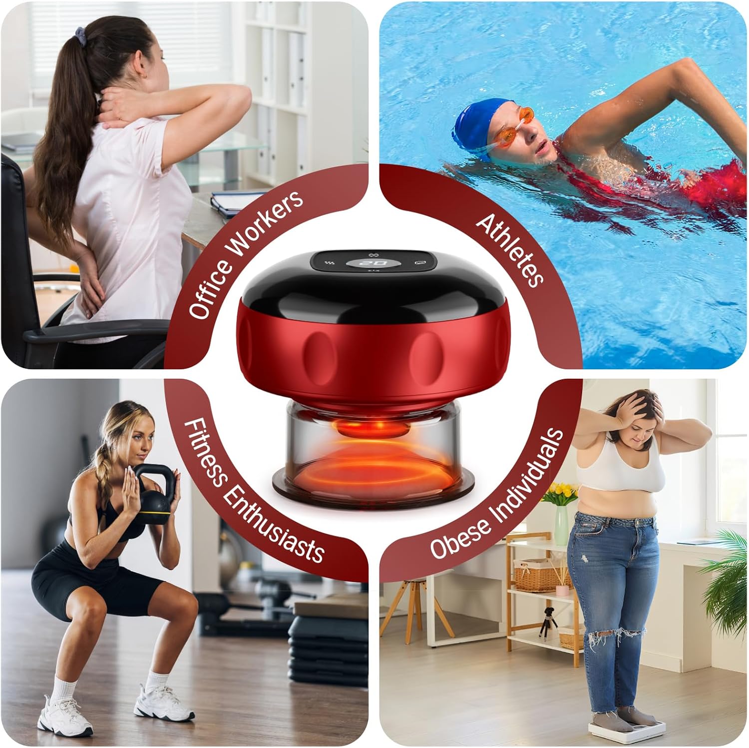 2 Pack Cupping Set, 7-in-1 Smart Cupping Therapy Massager. Red Light Cupping Therapy Set with 2 Modes for Targeted Muscle Soreness,Tighter Skin,Cupping Kit with 20 Levels Suction and Heat