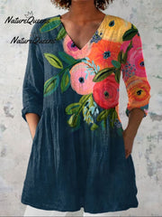 Women'sFloral ArtPrint Casual Cotton Shirt