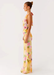 Robe longue dos-nu Main Act - Imprimé fleuri éclatant