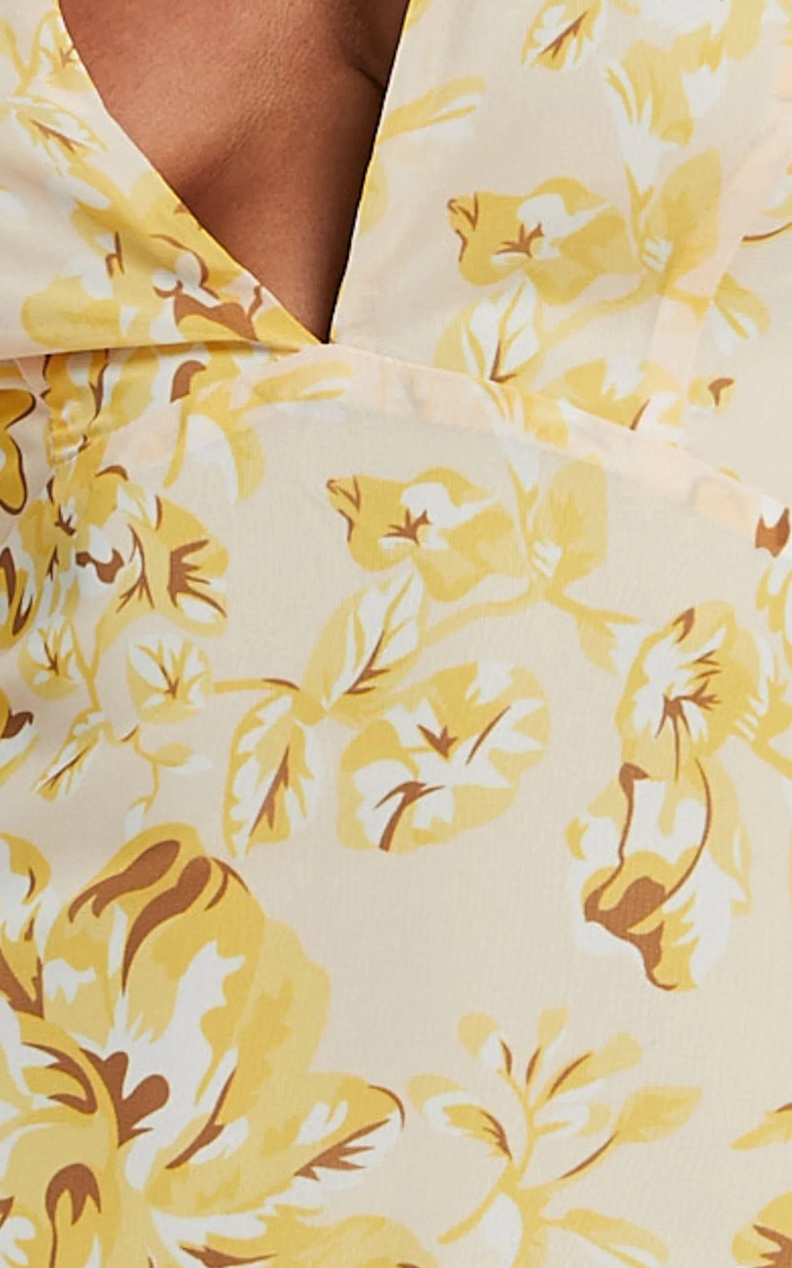 Robe midi Beryl - Robe superposée sans manches col V profond à motif floral jaune