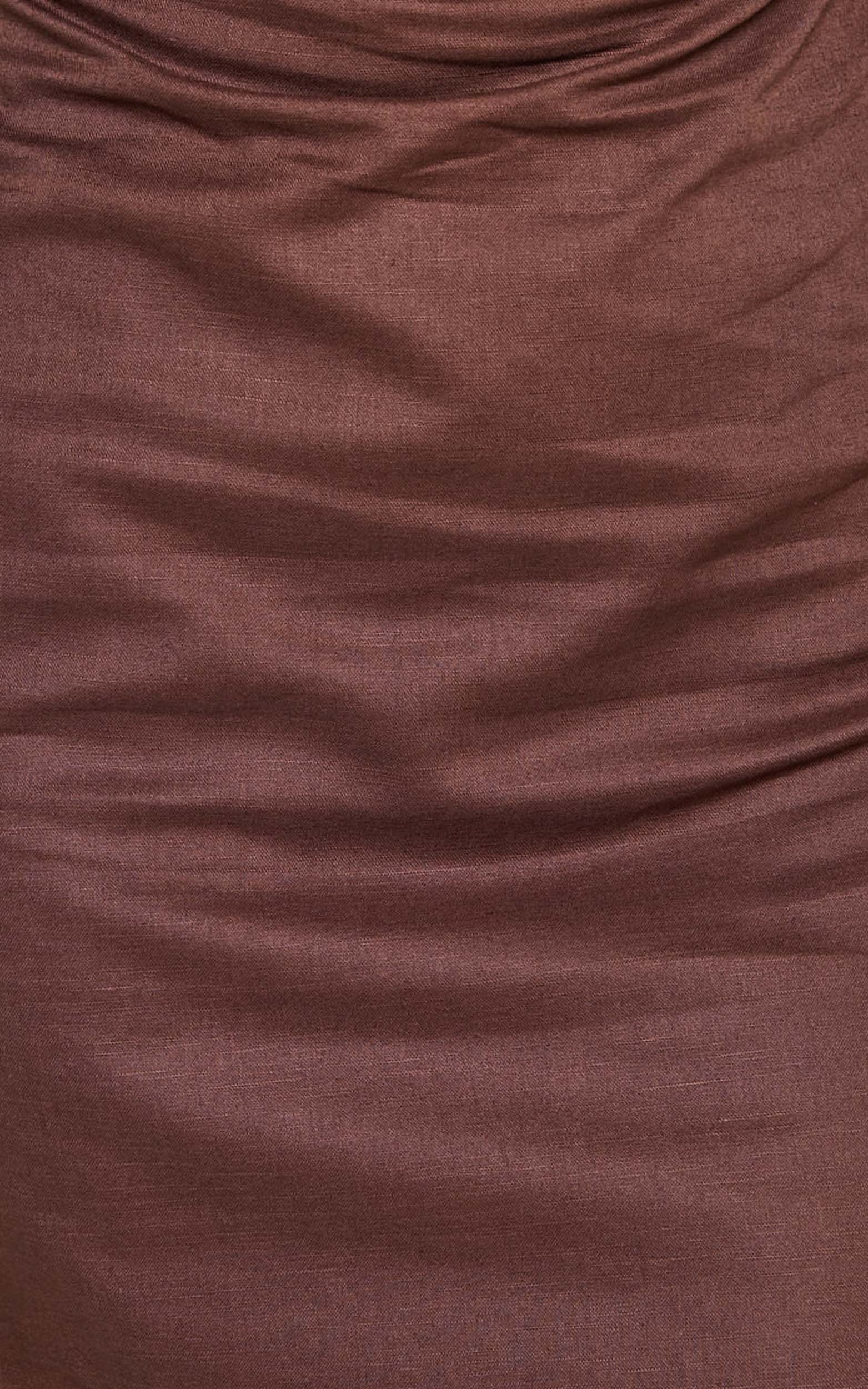 Mini-robe Jeofina - Robe bustier effet lin chocolat