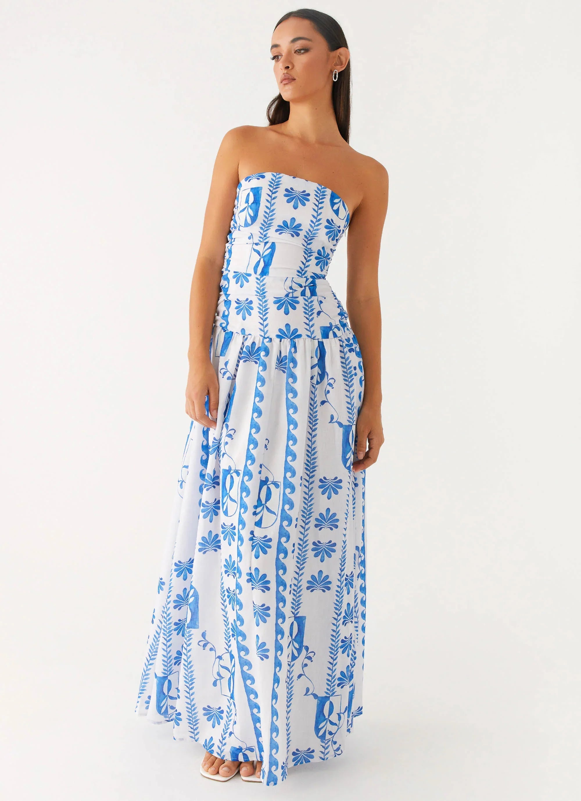 Robe longue Carmel - Vague fleurie
