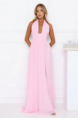 Robe longue rose Rosé Opulence à encolure dos nu