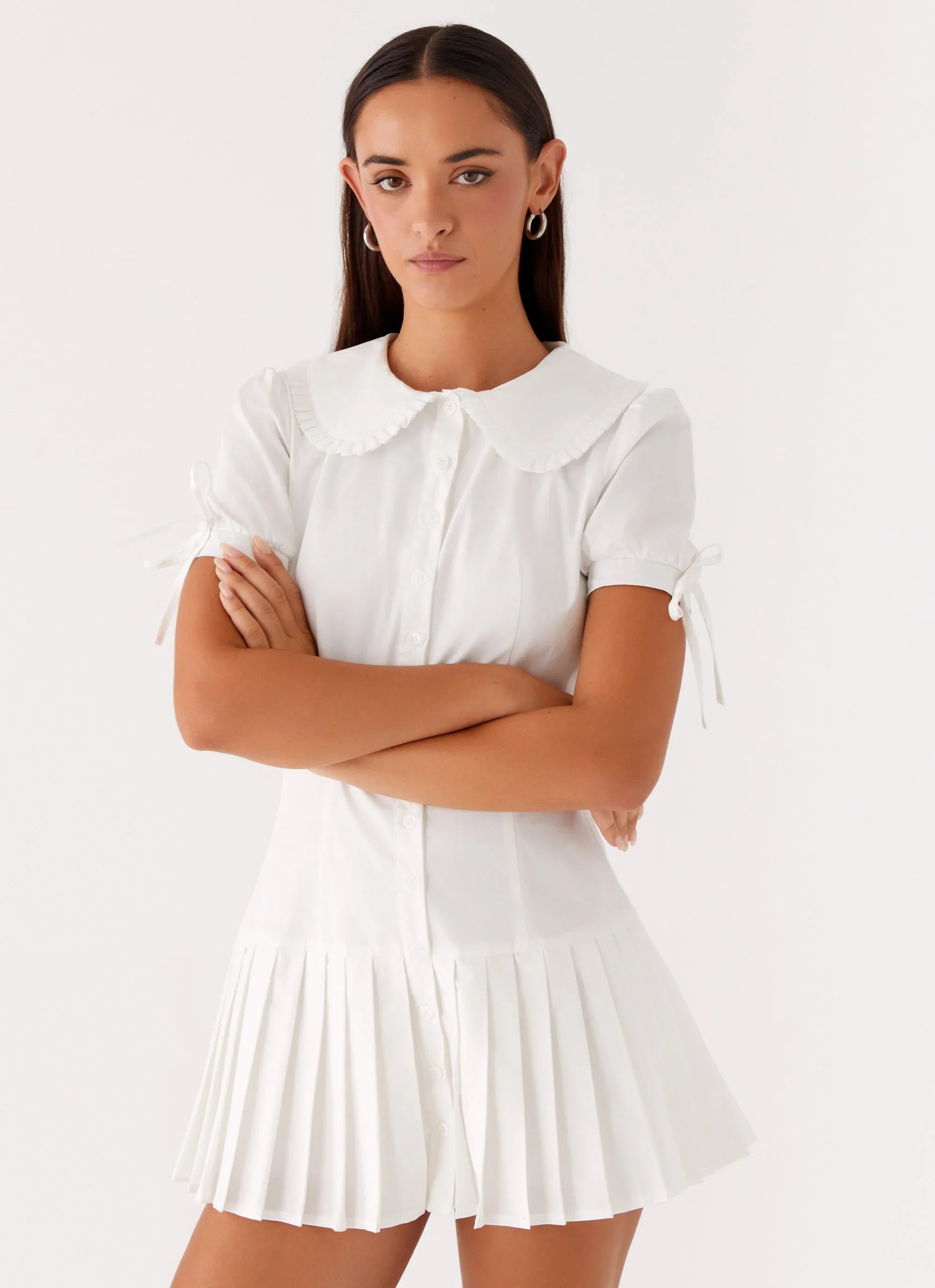Robe courte plissée To Us - Blanc