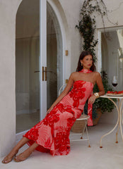 Robe longue "Under The Pagoda" - Imprimé Coucher de soleil en Sicile