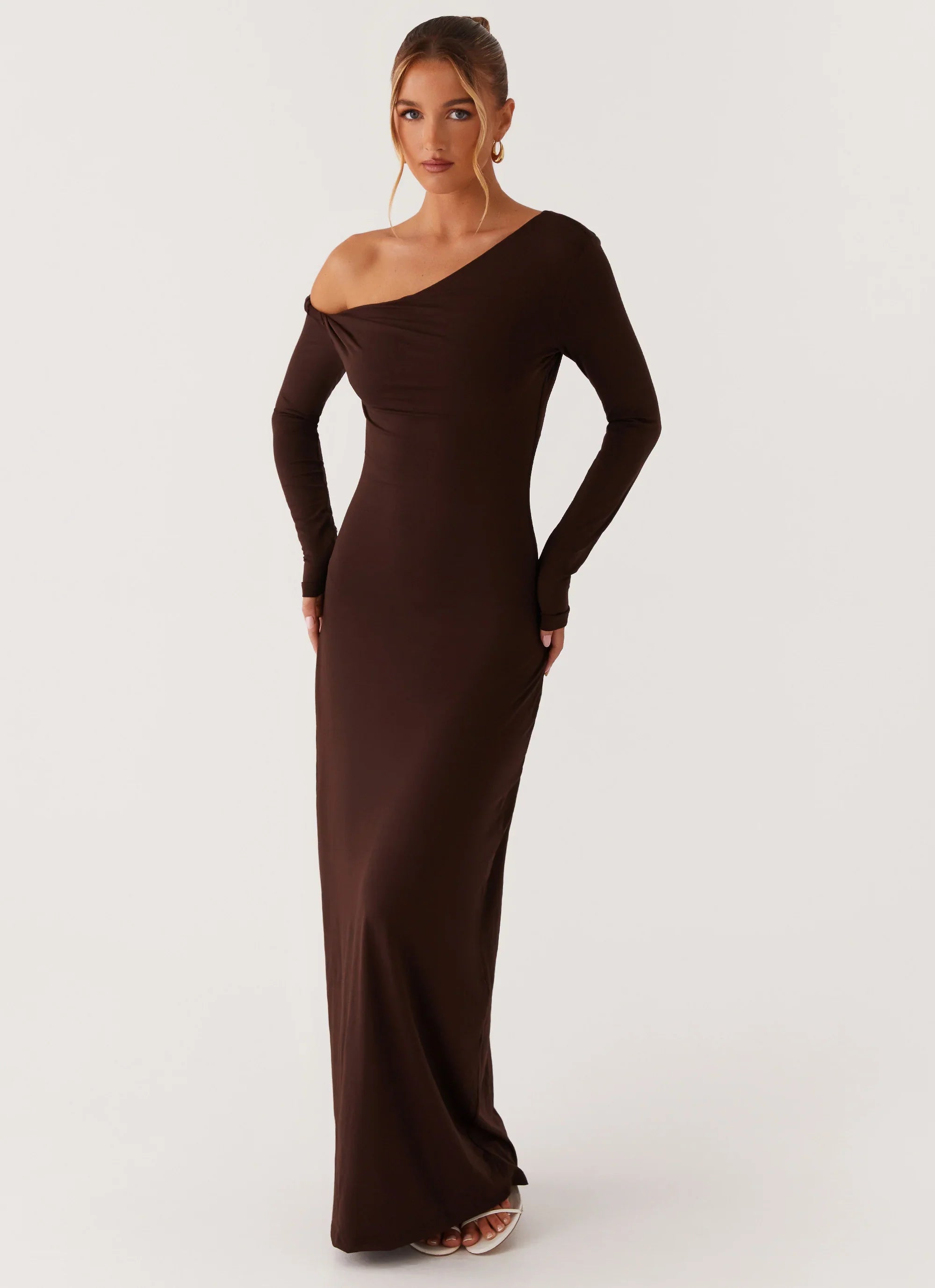 Robe longue torsadée Jordana - Marron