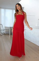 Robe longue dos-nu rouge foncé Unbothered Always