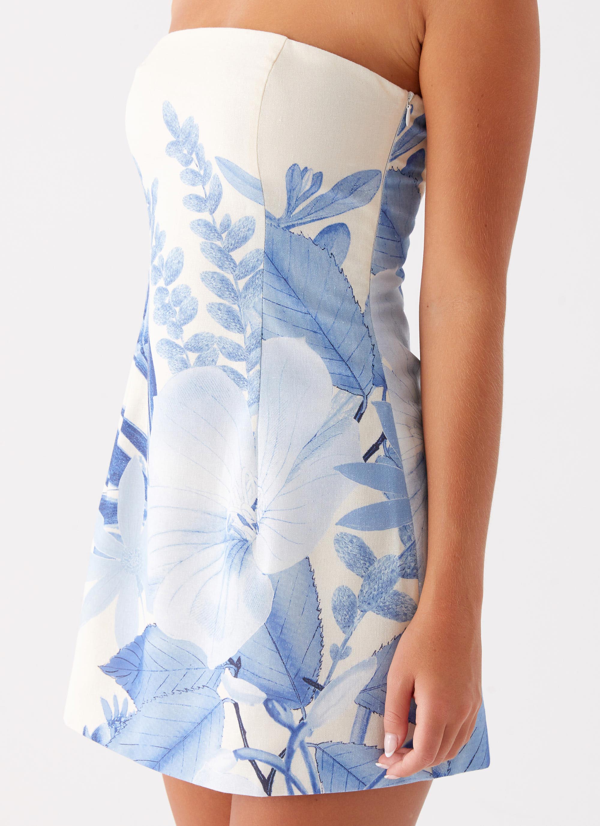 Mini-robe bustier Denby - Imprimé floral bleu