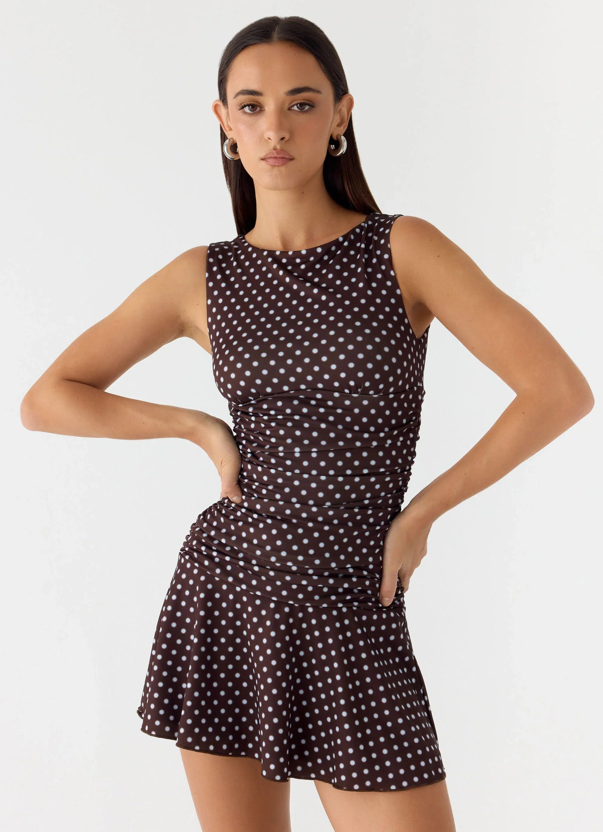 Robe Courte Kelda - À Pois Chocolat et Bleu
