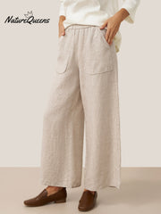 100% Linen Pocket Wide Leg Pants THALIA