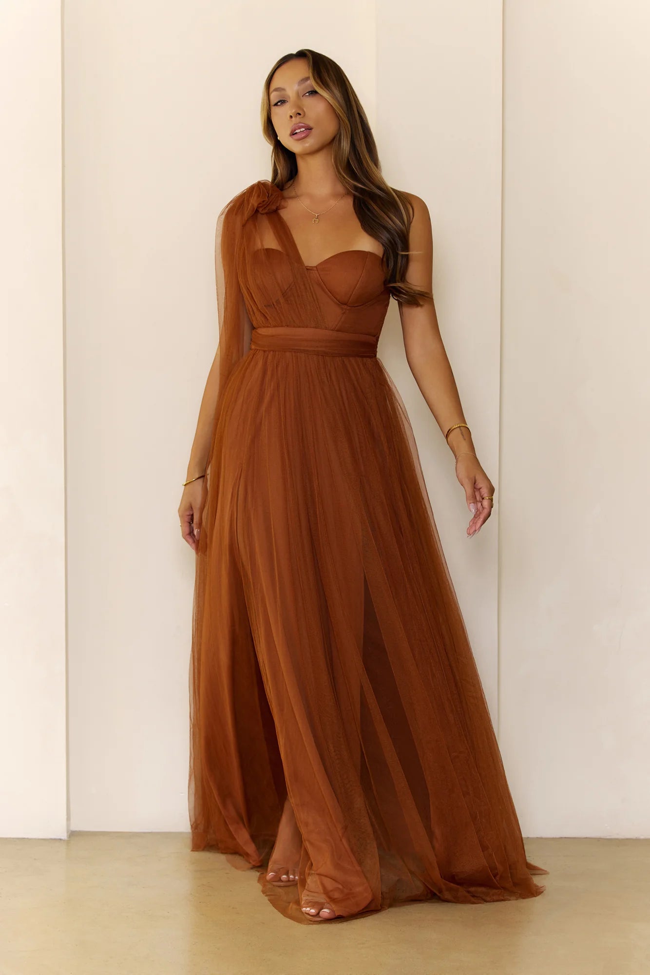 Robe longue en maille "Perfect Poise" rouille