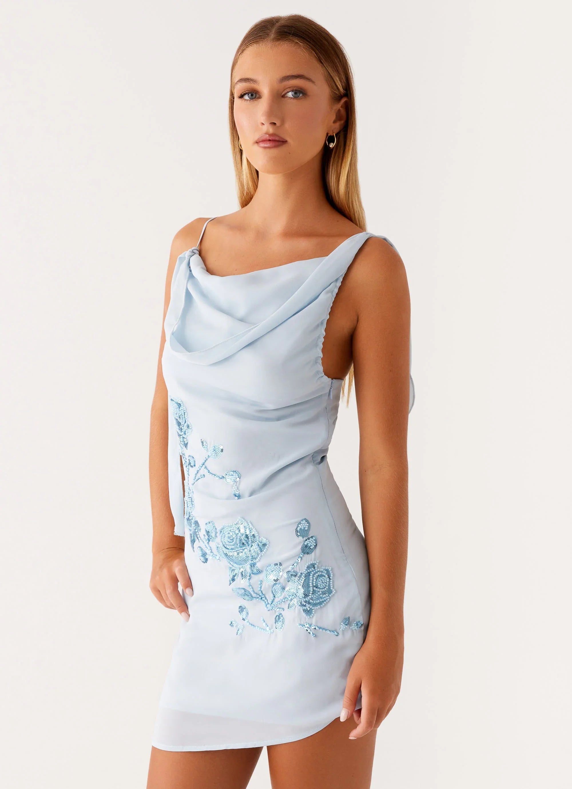 Mini robe perles Lily - Bleu pastel