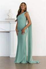 Robe longue maxi épaule dénudée "Sultry Drape" sauge