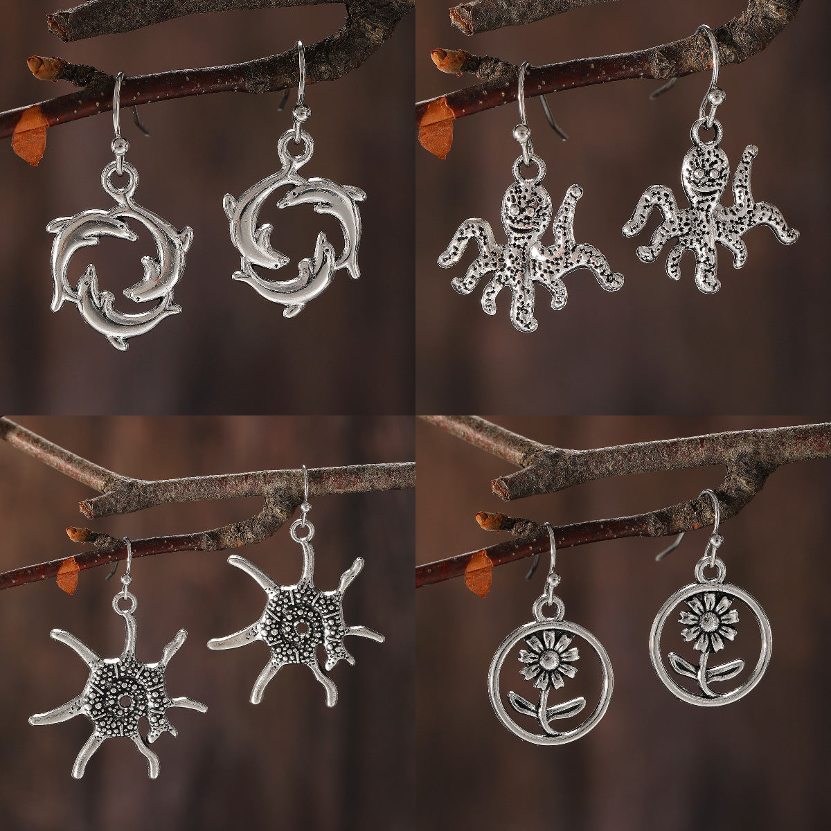 Ancient Silver Dolphin Earrings