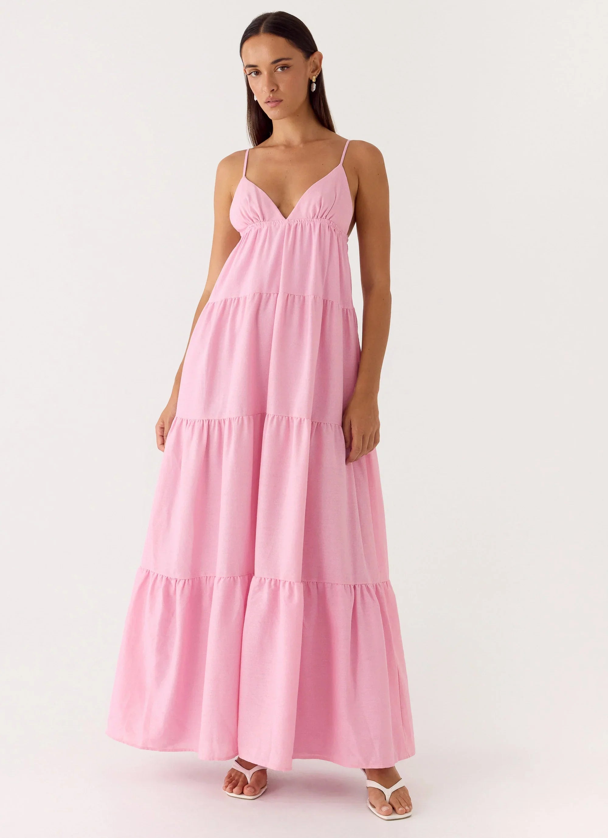 Robe longue en lin Lotty - Rose