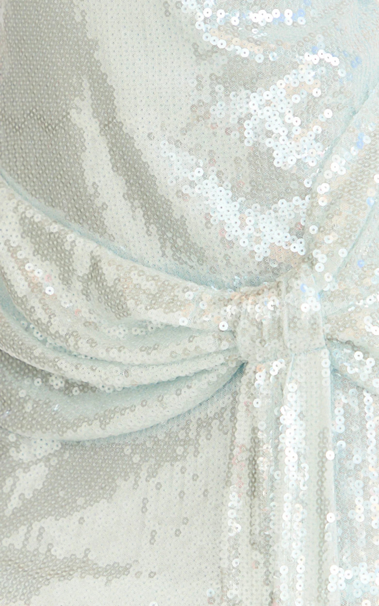 Mini-robe Myra - Robe asymétrique drapée à sequins bleu doux