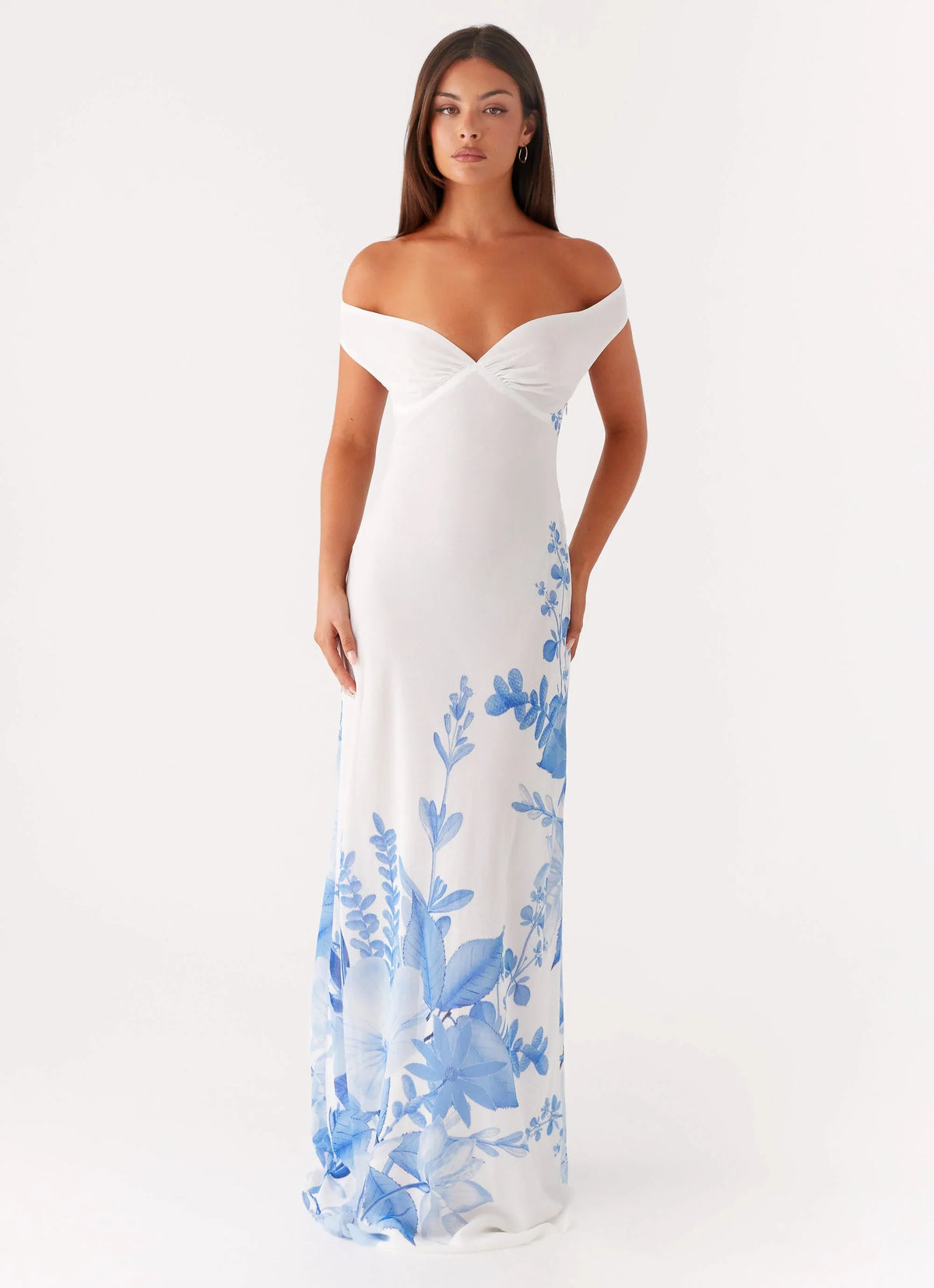 Robe longue Krissa - Imprimé floral bleu