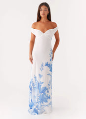 Robe longue Krissa - Imprimé floral bleu
