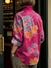 Women's Colorful Flowers Print Shirt