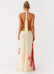 Robe longue Belivia - Jaune fleuri