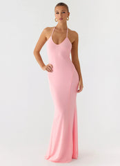 Robe longue Jolin dos nu - Rose bébé