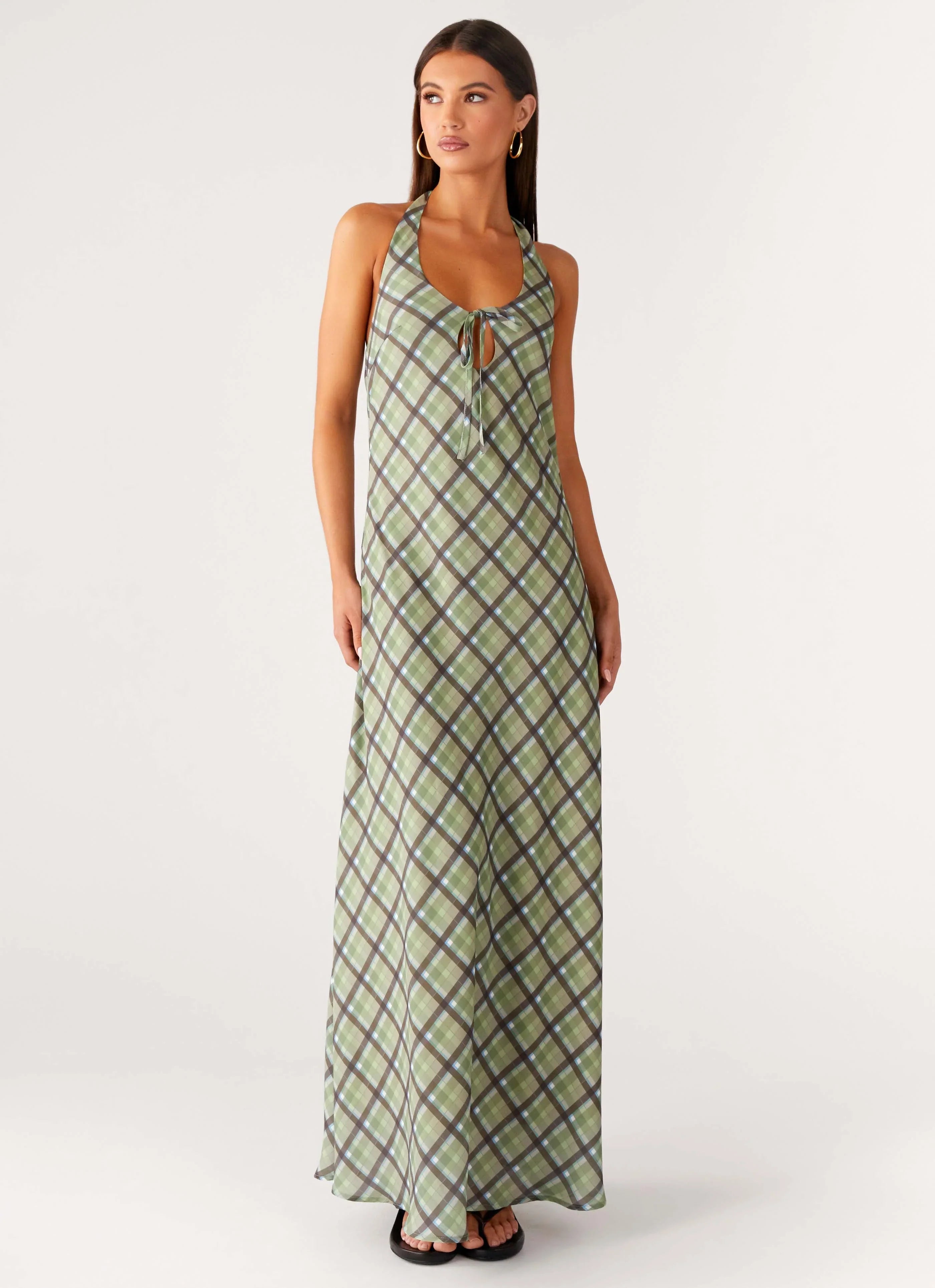 Robe longue Coralie – Carreaux cèdre