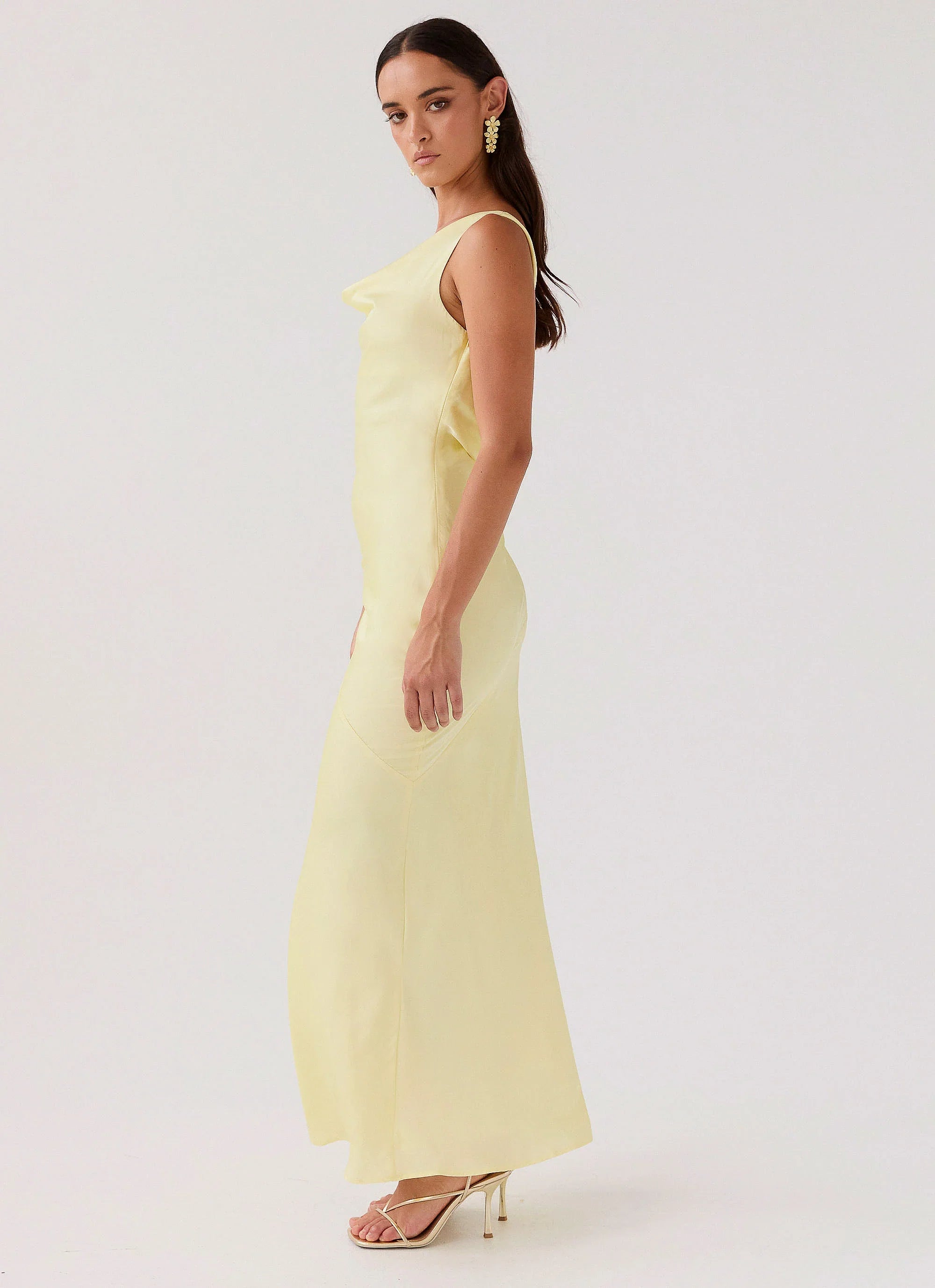 Robe longue en satin Be Mine - Canary