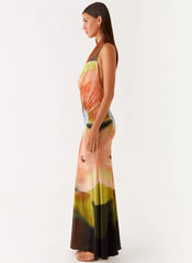 Robe longue Raellia - Imprimé floral sombre