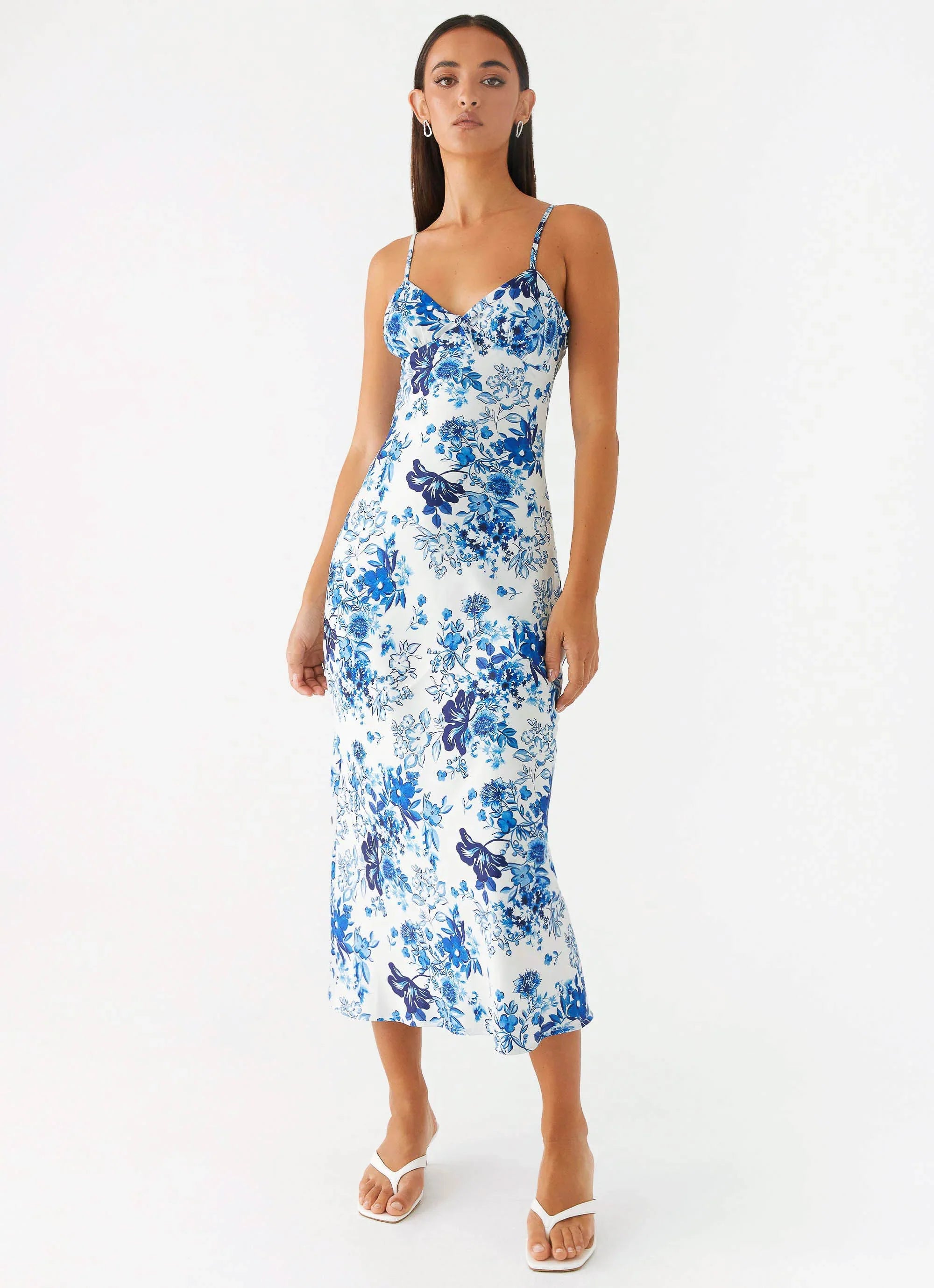 Robe midi Take Chances - Bleu ciel serein fleuri
