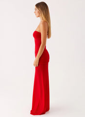 Robe longue en maille Ottilie - Rouge