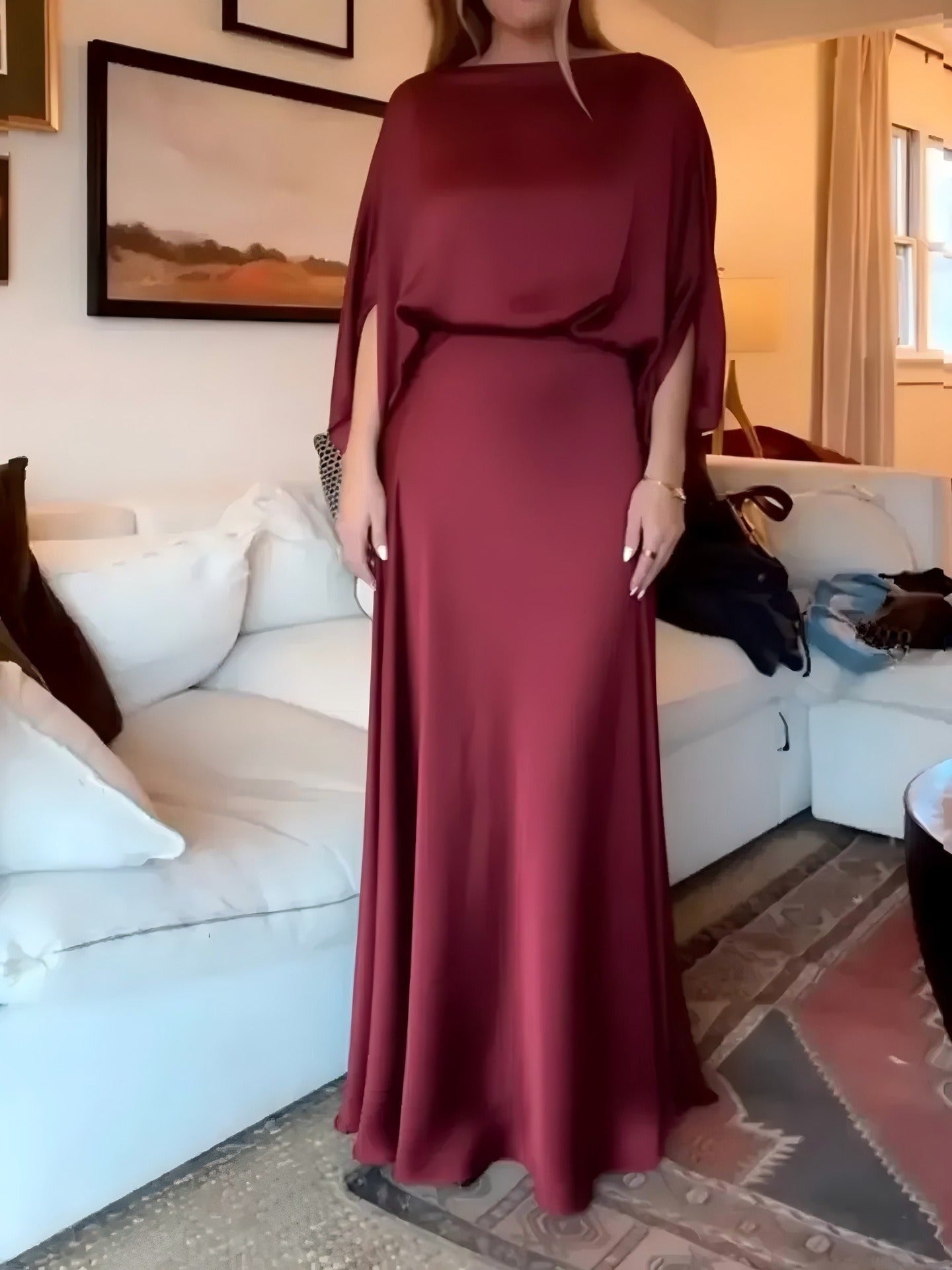 Convertible Draped Top & A-Line Maxi Skirt Set