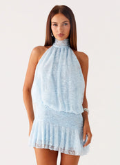 Mini-robe en dentelle Willow - Bleu
