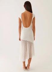 Robe midi Arielle à dos ouvert - Blanc