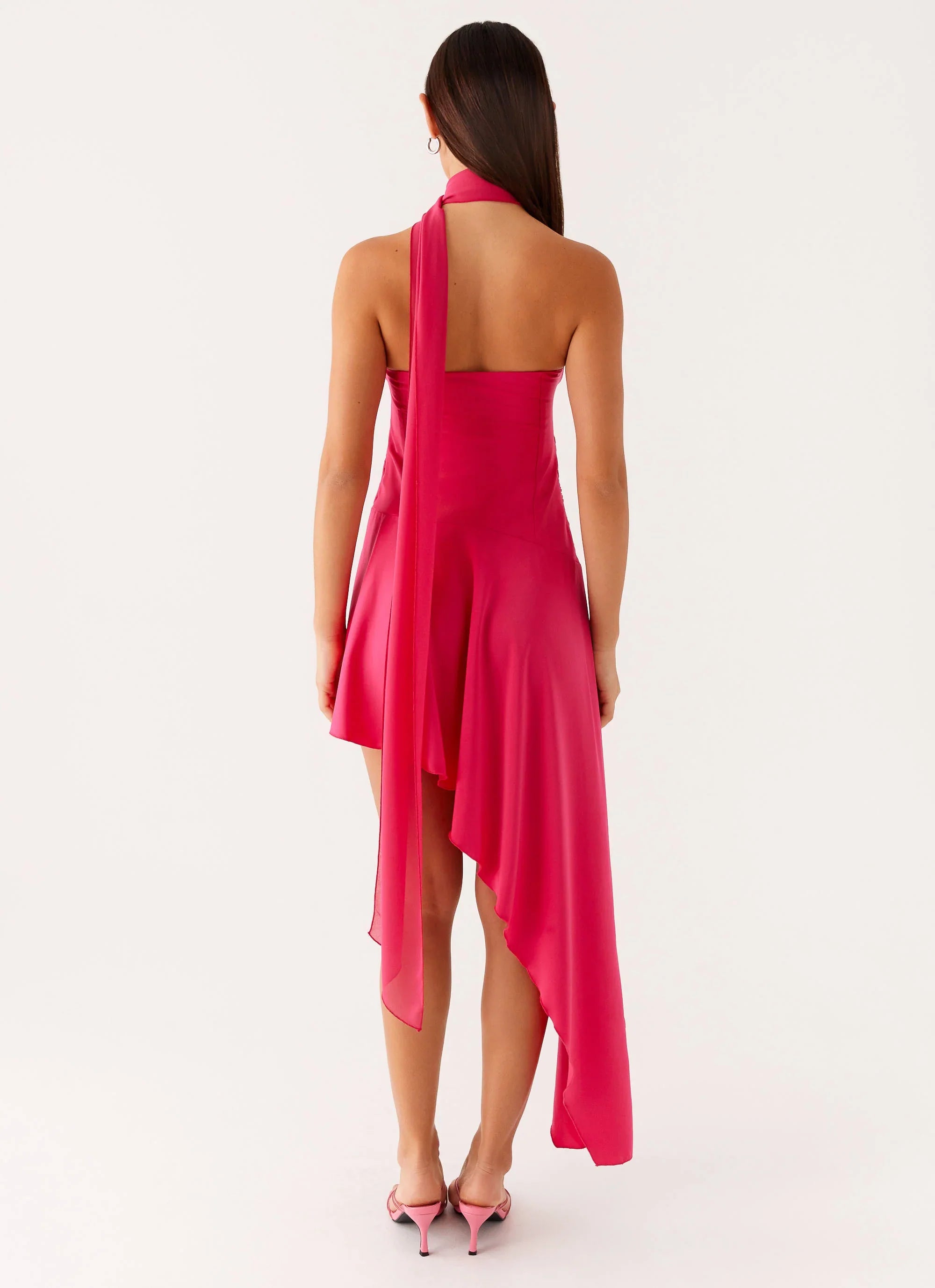 Robe mi-longue Circa à écharpe - Rose vif