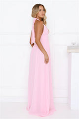 Robe longue rose Rosé Opulence à encolure dos nu