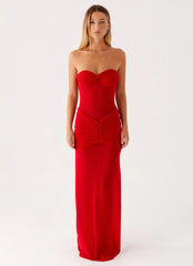 Robe longue en maille Ottilie - Rouge