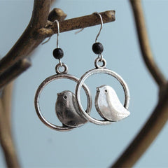 Boho Style vintage Gem Bird Pendant earrings