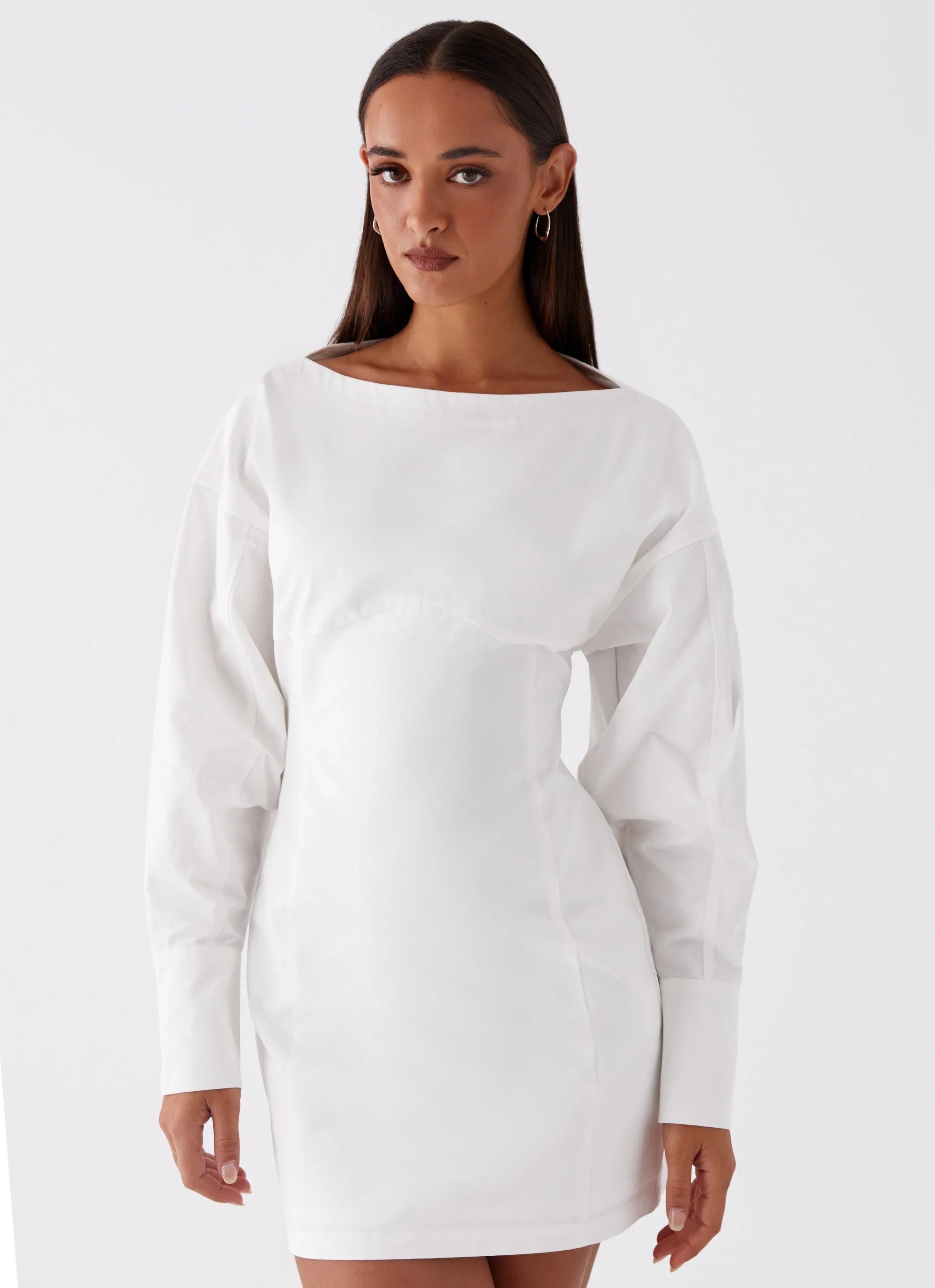 Mini-robe chemise Dynasty – Blanc