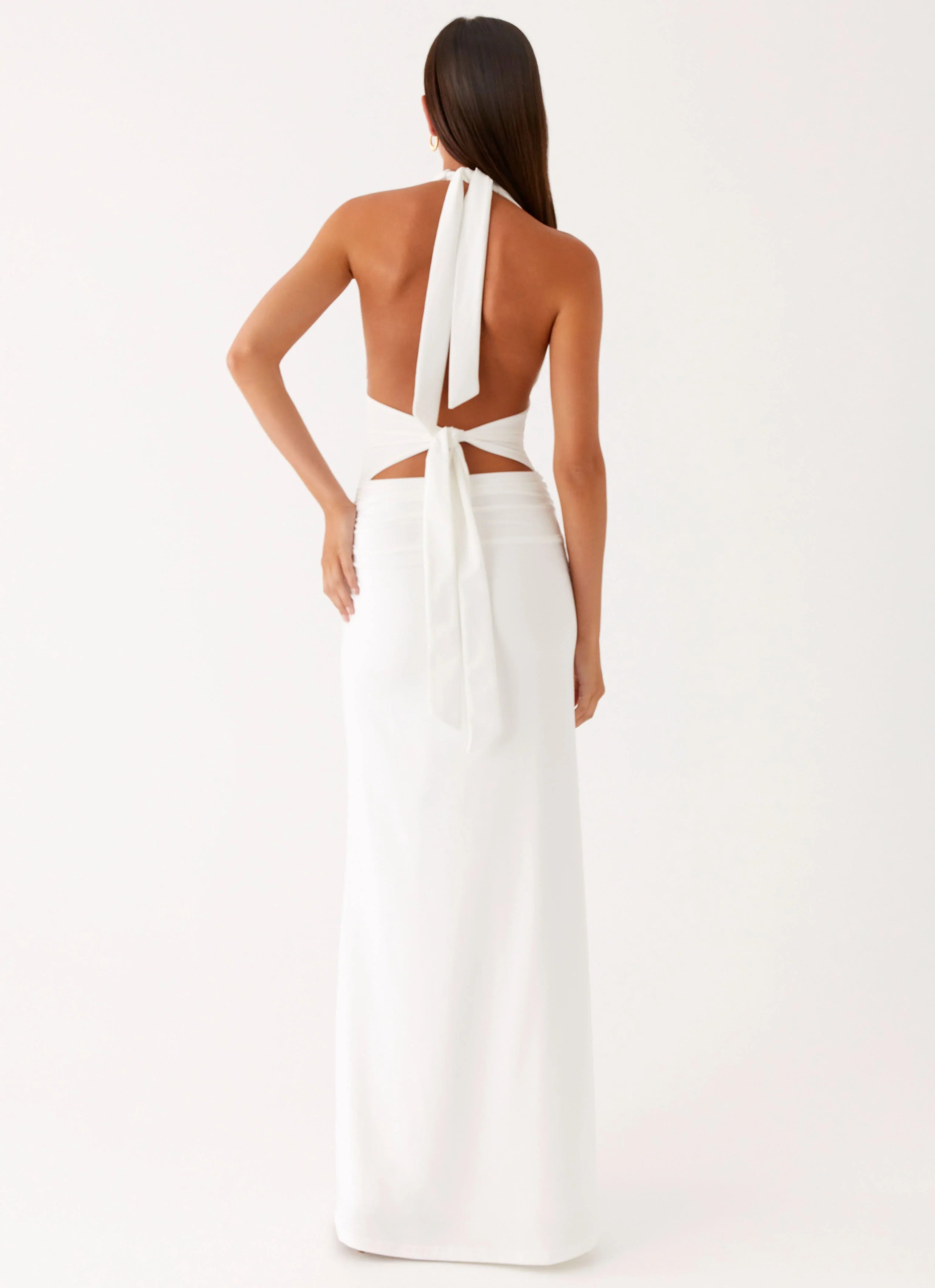 Robe longue Ilaria à col noué - Blanc