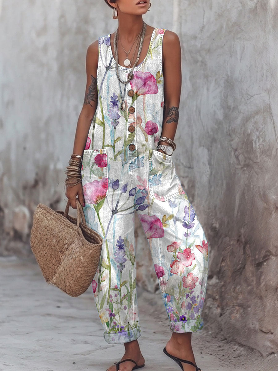 Women's Floral Print Casual Jumpsuit