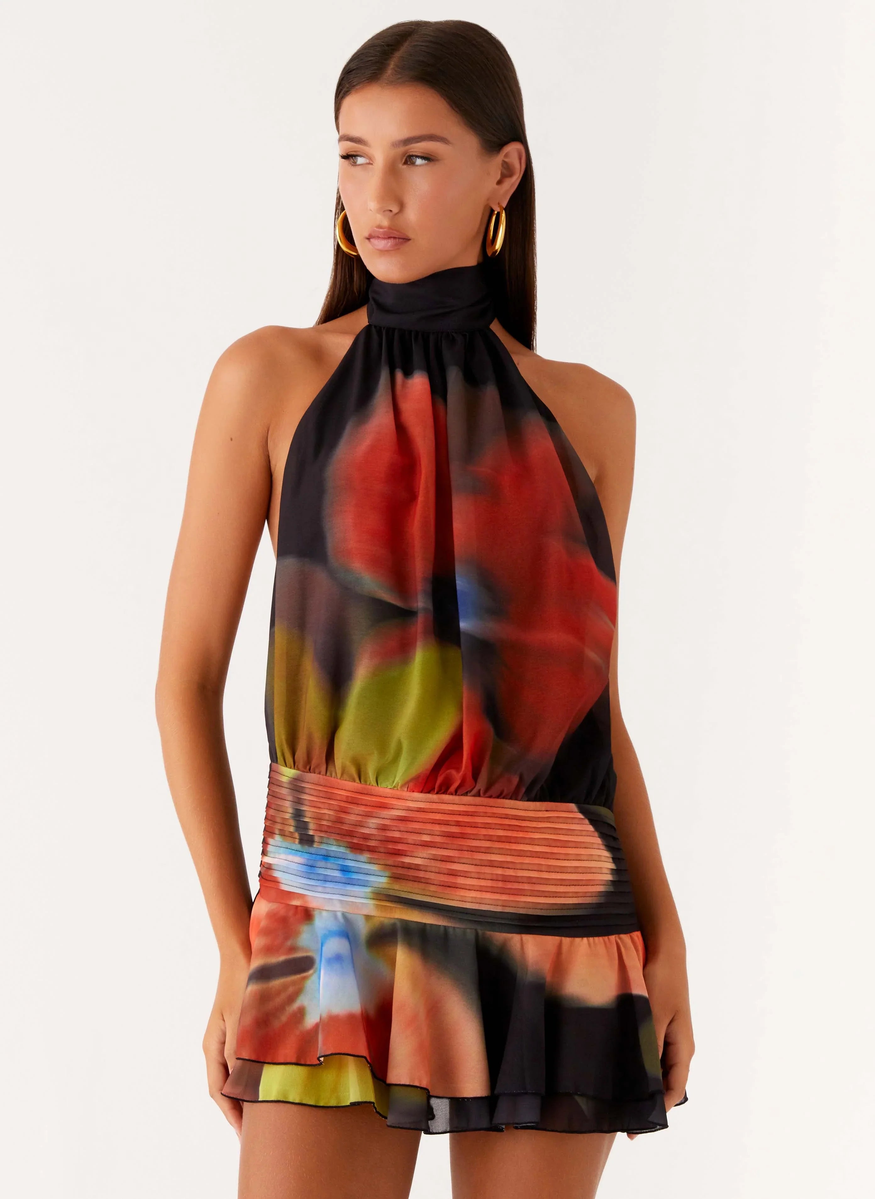 Mini-robe en mousseline Willow - Motif floral sombre