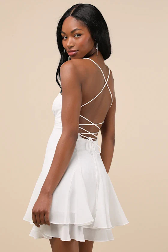 Mini-robe plissée étagée rouge « Perfected Sweetness »
